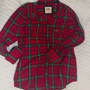 Hollister 3/20$ Flannel Women’s Shirt Small Green And Red  🍭 3 for 20$